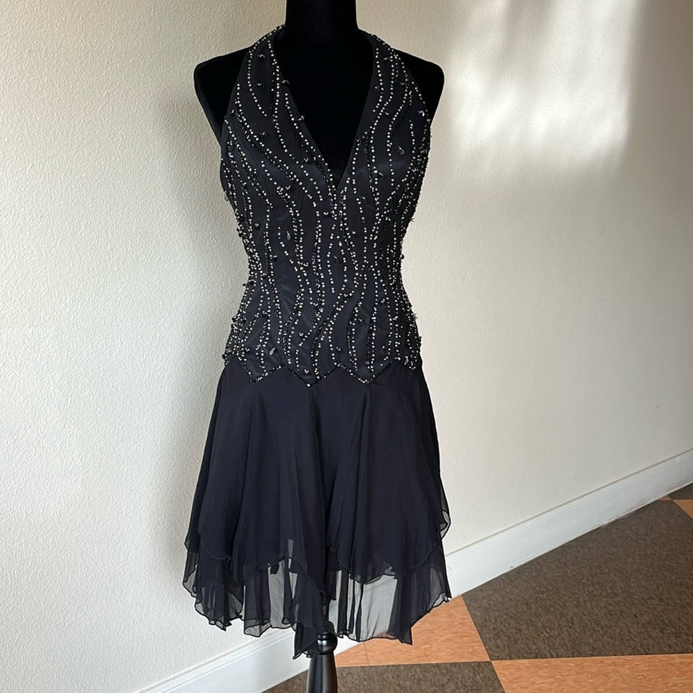 Hannah S Silk Fit & Flare Halter Dress. Preloved